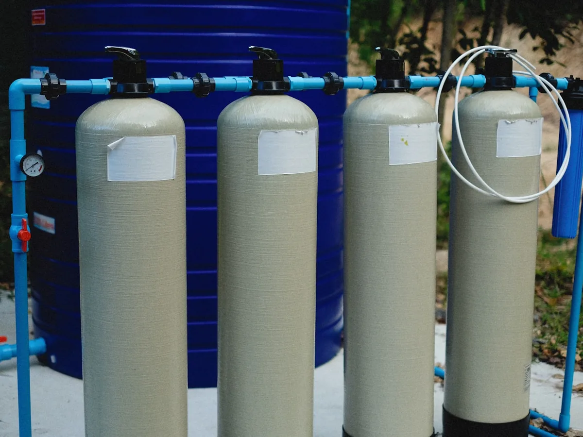 A whole-home water softener and filtration system with multiple tanks and valves